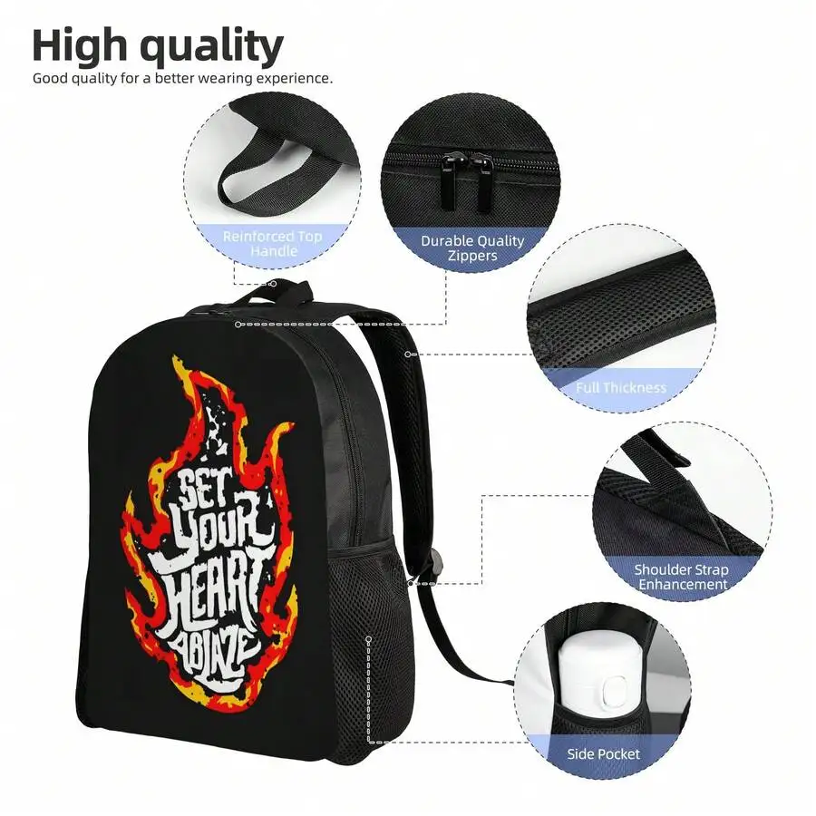 

Set Your Heart Ablaze Printed Fashion Backpack For Commuting Travel Leisure Unisex