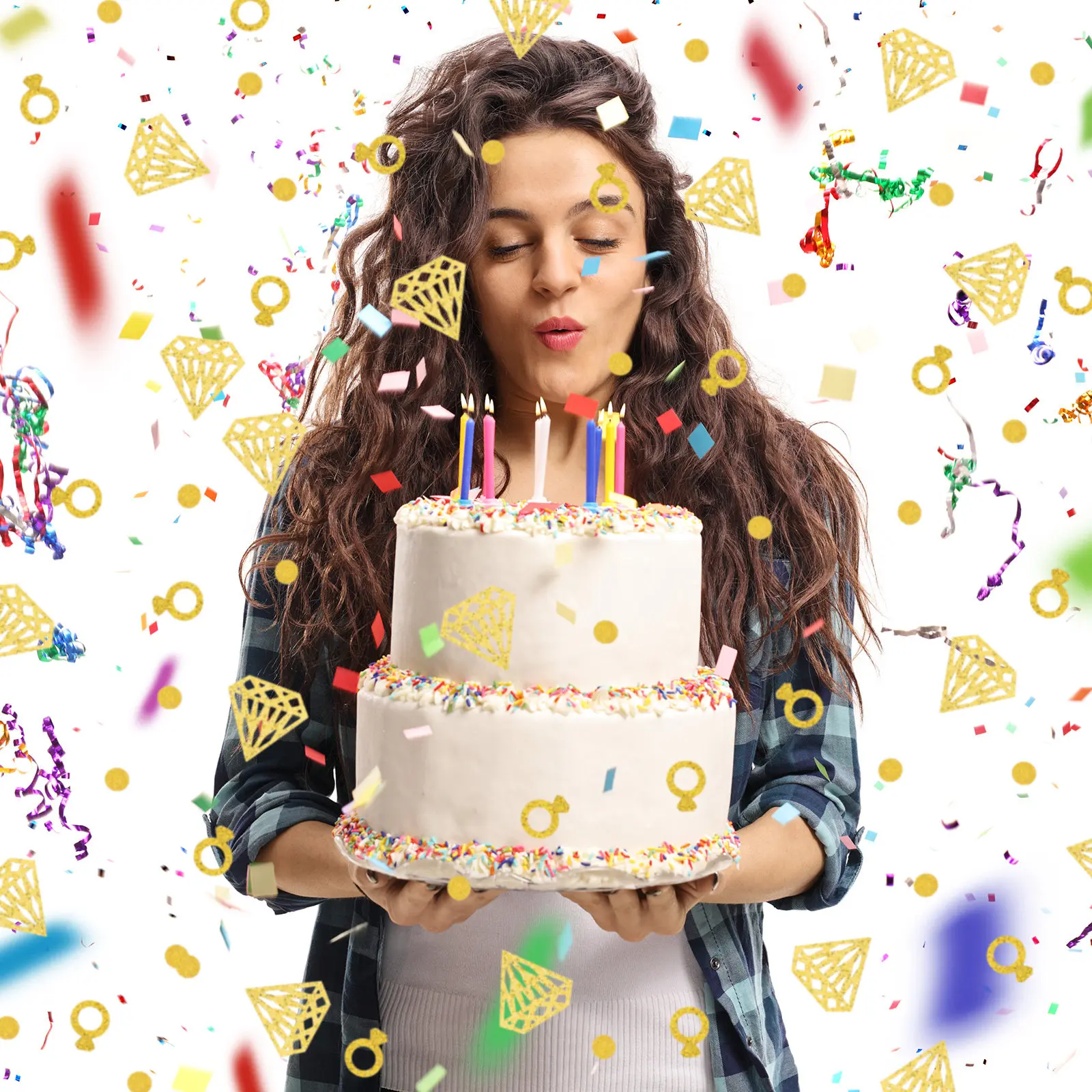 Papercraft Supply Confetti - 300Pcs Konfeti Kertas Berbentuk Cincin Berlian