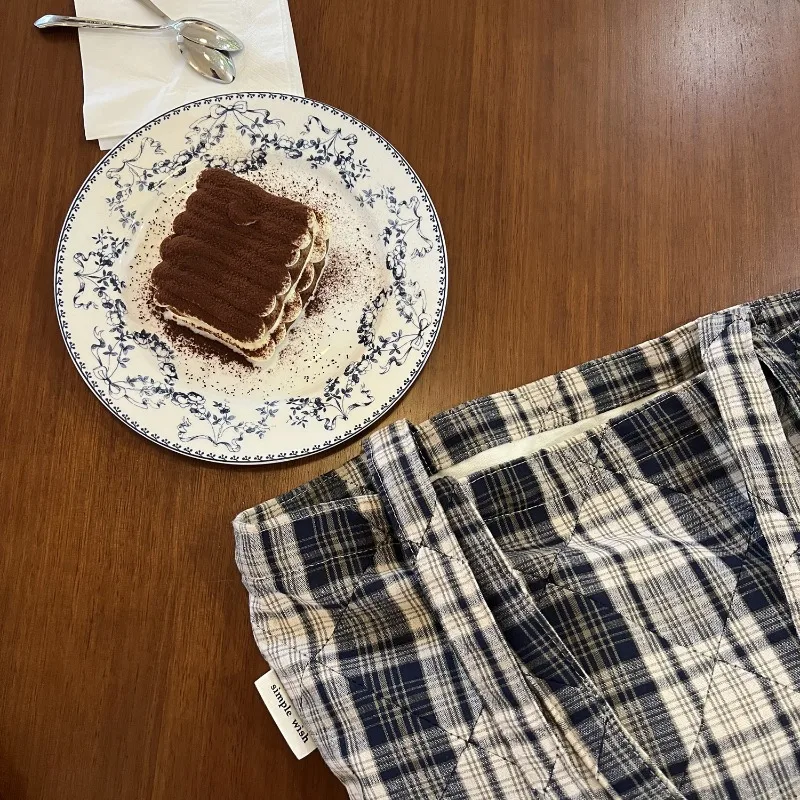 Borsa stile college Borsa trapuntata a quadretti a spalla singola in tessuto di cotone Borsa per libri per studenti Artistica versatile