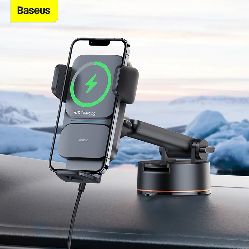 

Baseus Car Wireless Charger Holder Car Mount Mobile Phone Dashboard Bracket Charger For iPhone Samsung Qi Wireless Charging 15W