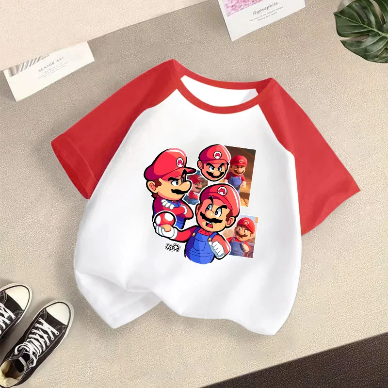 

Футболка унисекс из хлопка с рукавами реглан Super Mario Bros, летняя одежда с принтом Принцессы Пич, модная футболка с мультяшным рисунком, короткий рукав, подарки для вечеринок