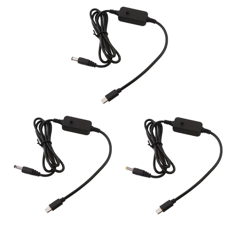 115cm Flexible USB C Type C to 5.5x2.5mm Adjust 5V 9V 12V 15V 20V PD Power Cable for Laptop LCD Monitors Car DVR Fan 594A