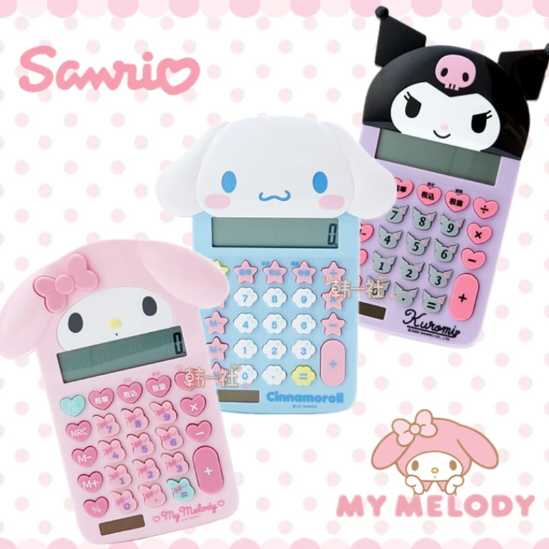 Nuovo Anime Sanrio Kawaii Computer Mymelody Kuromi Cinnamoroll Calcolatrice in PVC Uso per ufficio Studente Simpatico cartone animato solare