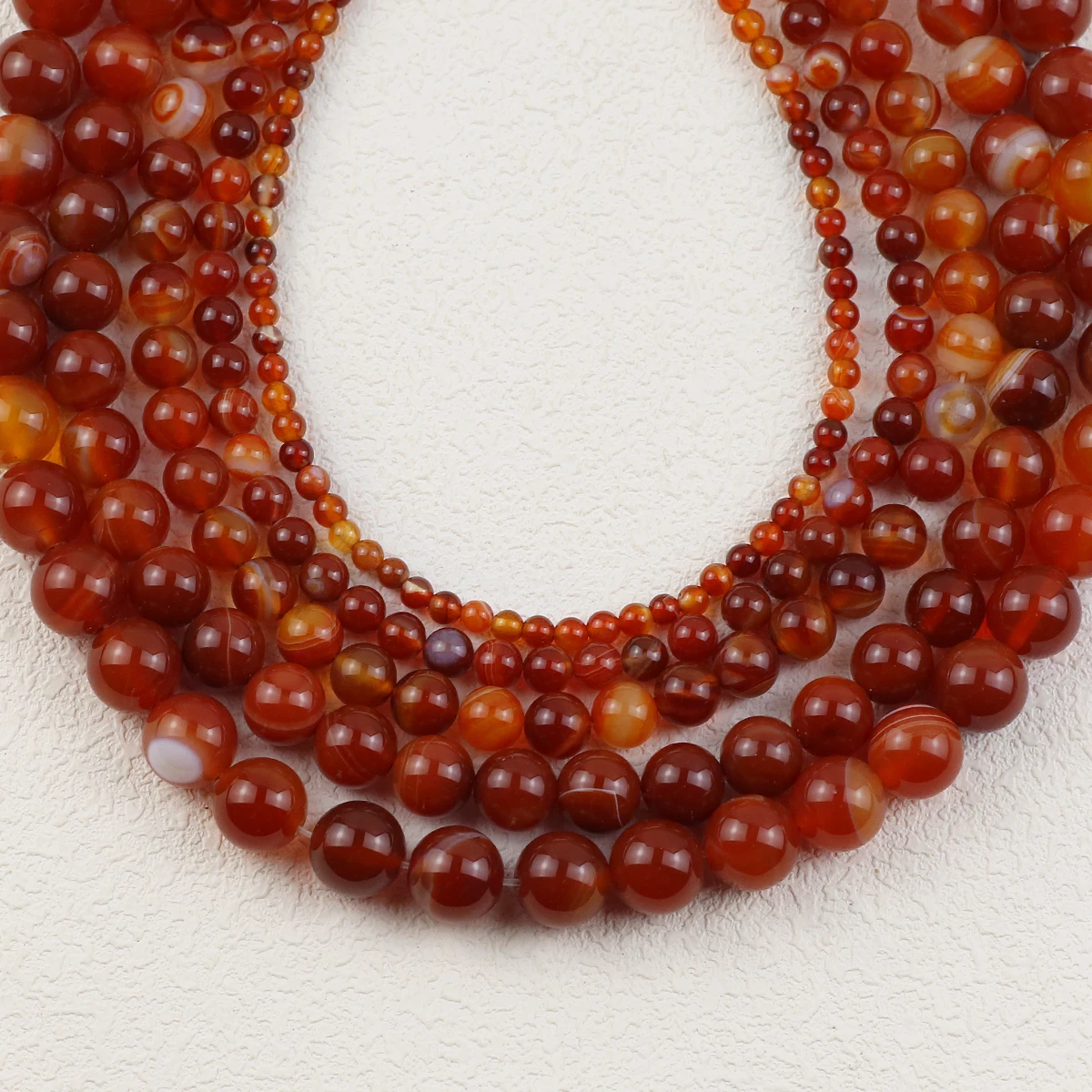 4/6/8/10/12MM Natürliche Stein Rot Streifen Gebändert Karneol Runde Lose Spacer Perlen für Schmuck Machen DIY Armbänder Zubehör
