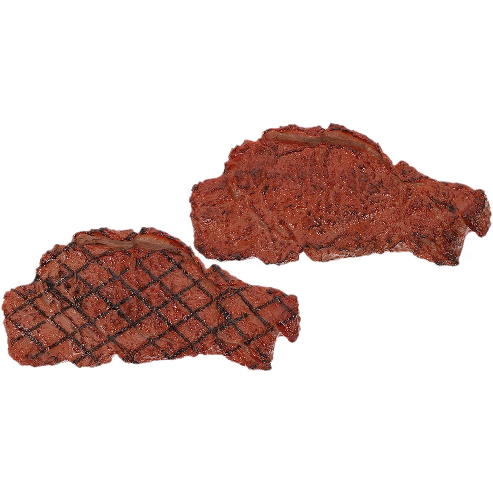 2 Pcs Steak Model Barbecue Meat Kids Plaything Artificial Pork Fake Food Pvc Child Toy Photography