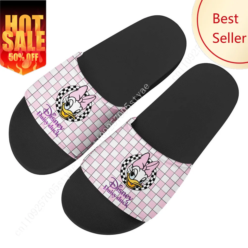 

Daisy Duck House Slippers Disney 2025 Cartoon Movies Sandals Design Your Photo Text Logo Holiday Gifts Custom Shoes