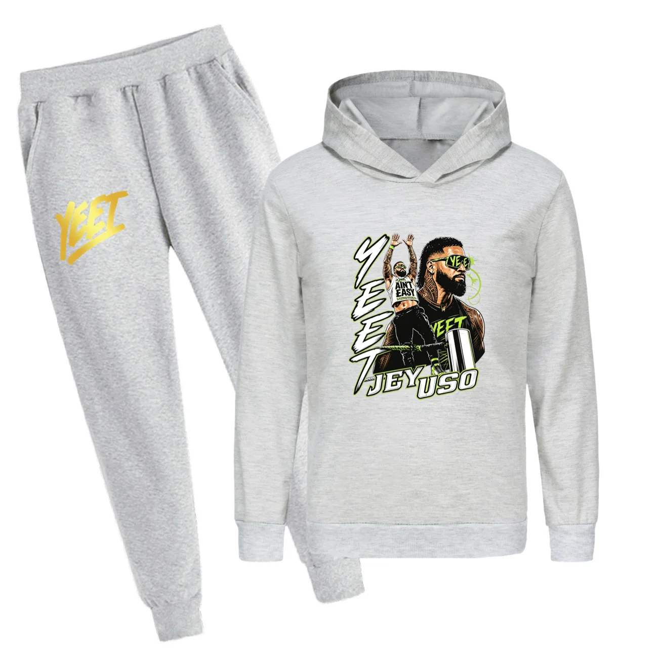 Main Event Jey Uso YEET Clothes Kids Humor Wrestler Hoodies Pants 2pcs Sets Teenager Boys Casual Tracksuit Toddler Girls Outfits