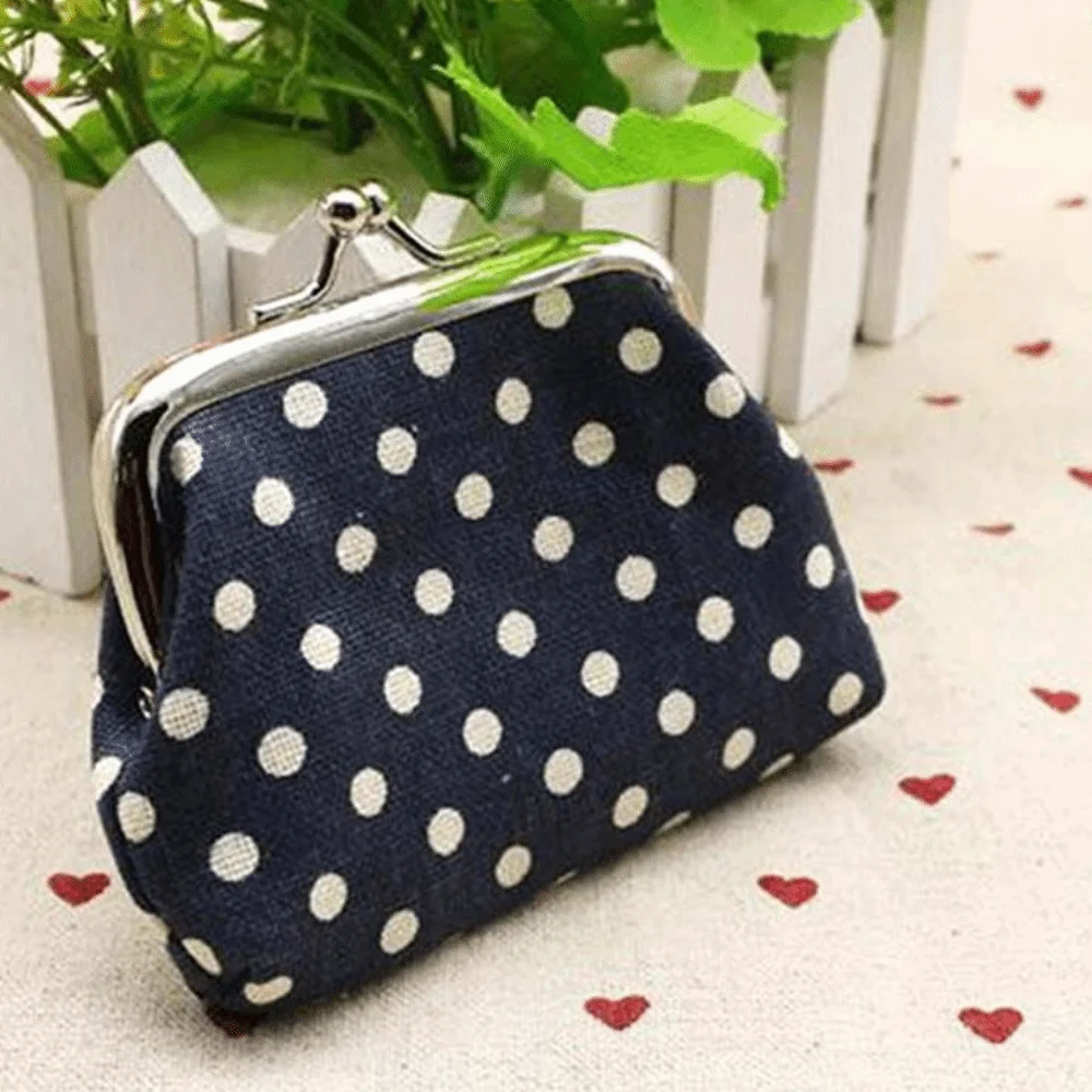 

Fashion Mini For Girls Dots Iron Buckle Clutch Change Purse Linen Coin Purse Small Purse Wallets Korean Money Bag Coin Bag