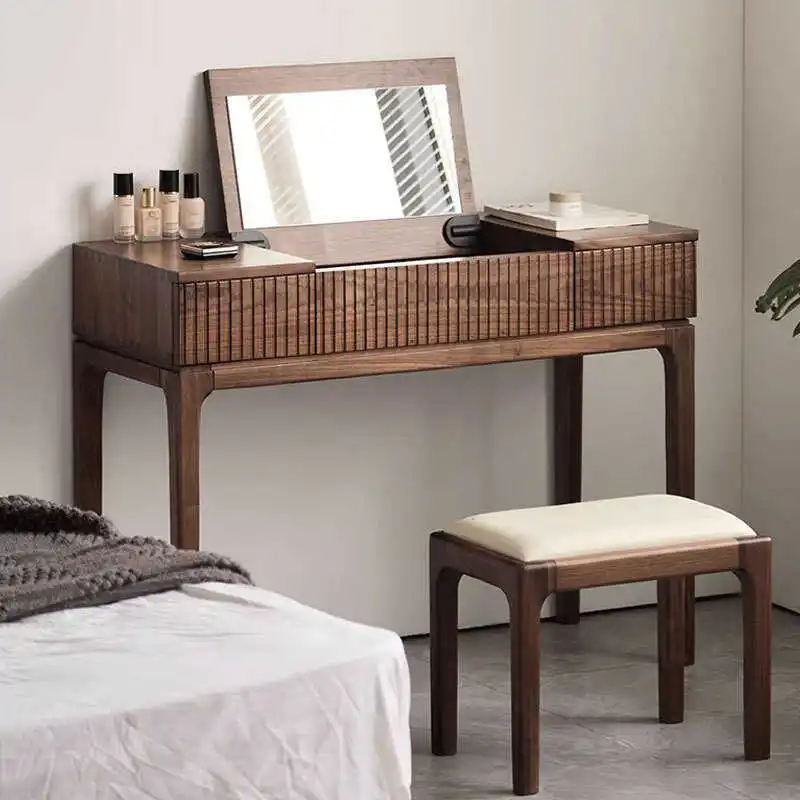 

Скандинавский комод из массива черного ореха, современный простой туалетный столик, домашний стол из североамериканской вишни для небольшой квартиры