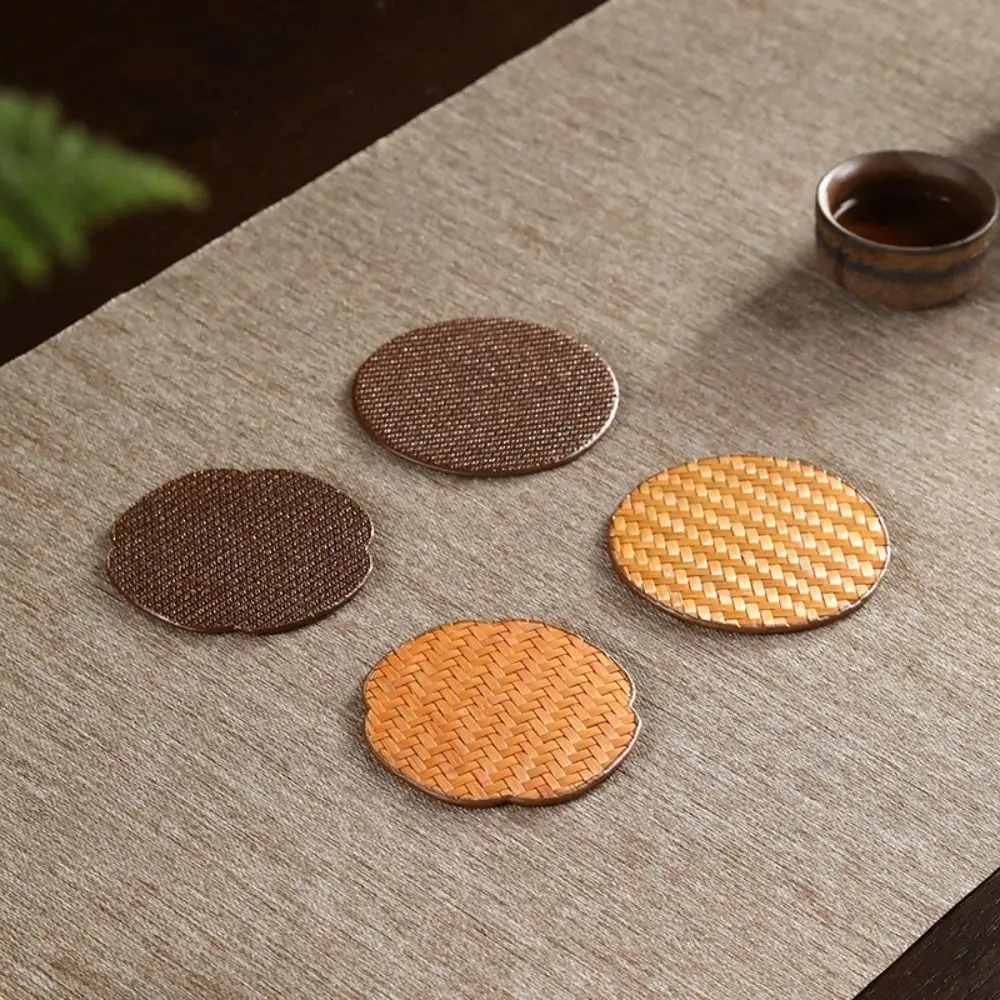 

Bamboo Natural Rattan Coaster Heat Insulation Non-Slip Vine Woven Coaster Anti-scalding Chinese Style Cup Mat Tea Accessories