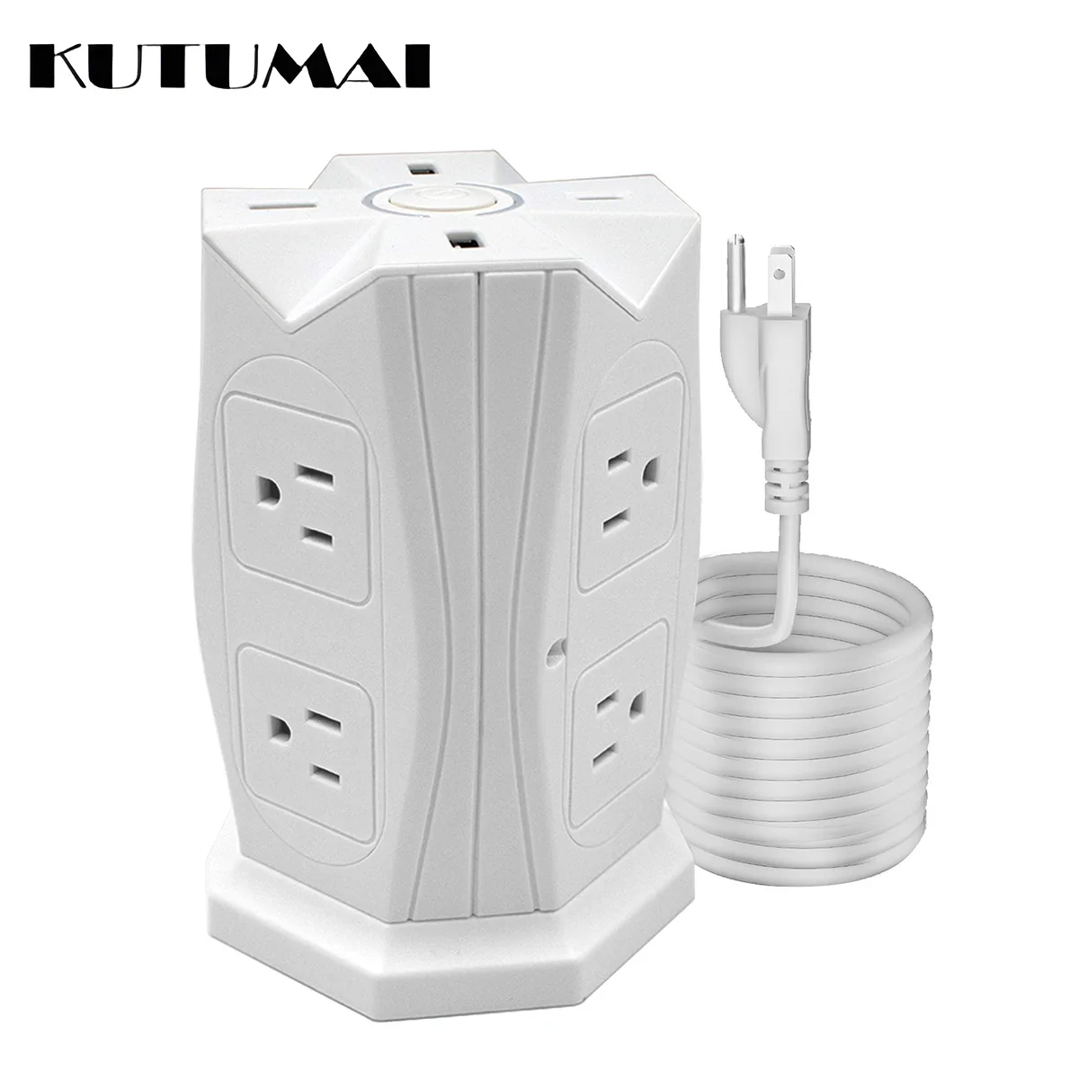 Power Strip Tower Multiple Electric Socket 8AC Outlets 4USB Ports Charging 6.5FT Extension Cord Surge Protector For Home Office