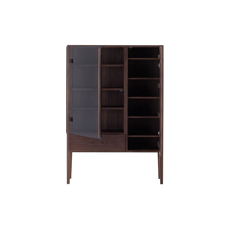Nordic simple glass cabinets, black walnut living room, dining side cabinets, light luxury display, collection lockers