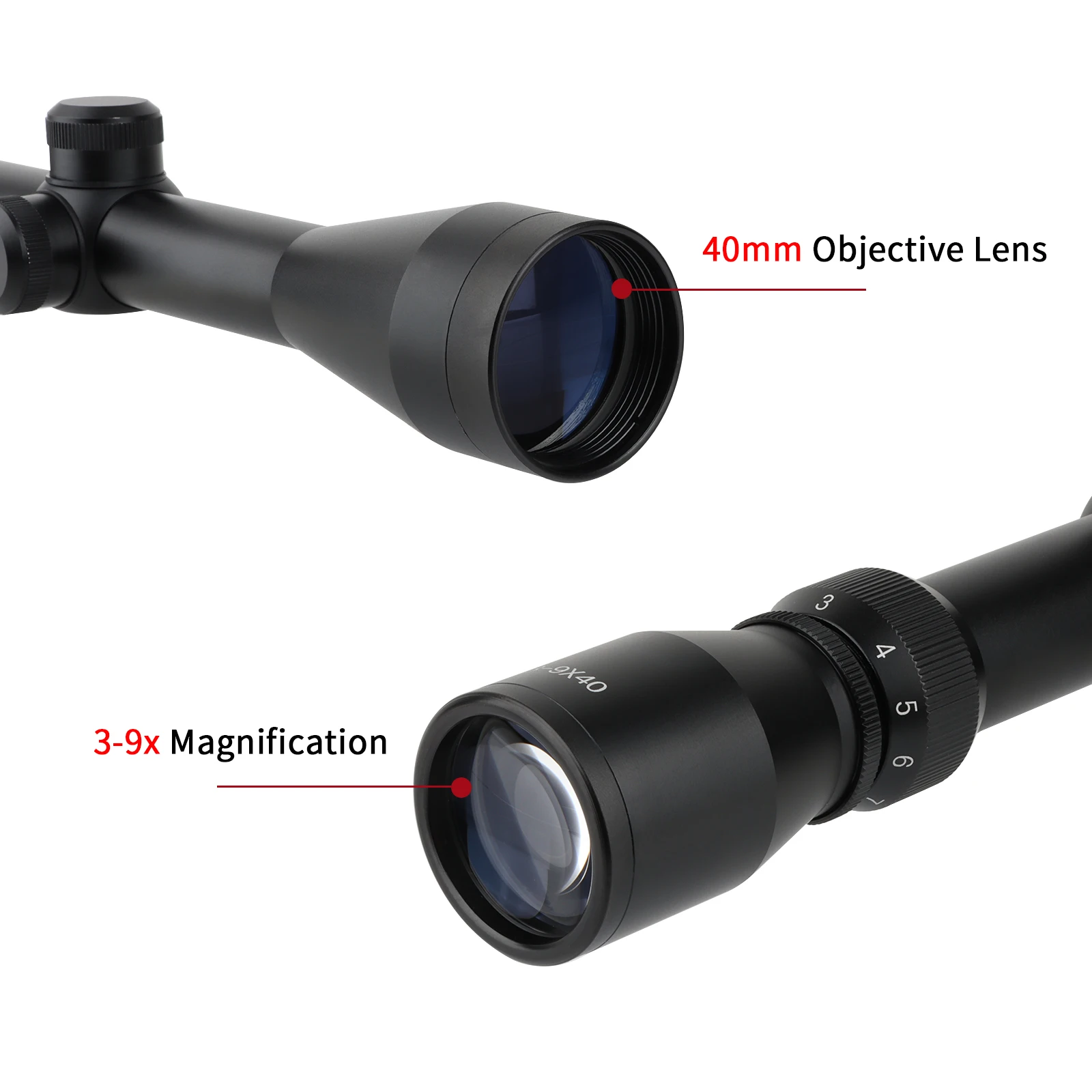 3-9X Optics Spotting Sight 3-9x40 Scope Hunting Scopes & Accessories Non-illuminated Telescopic Optical With 25.4mm Ring Mount
