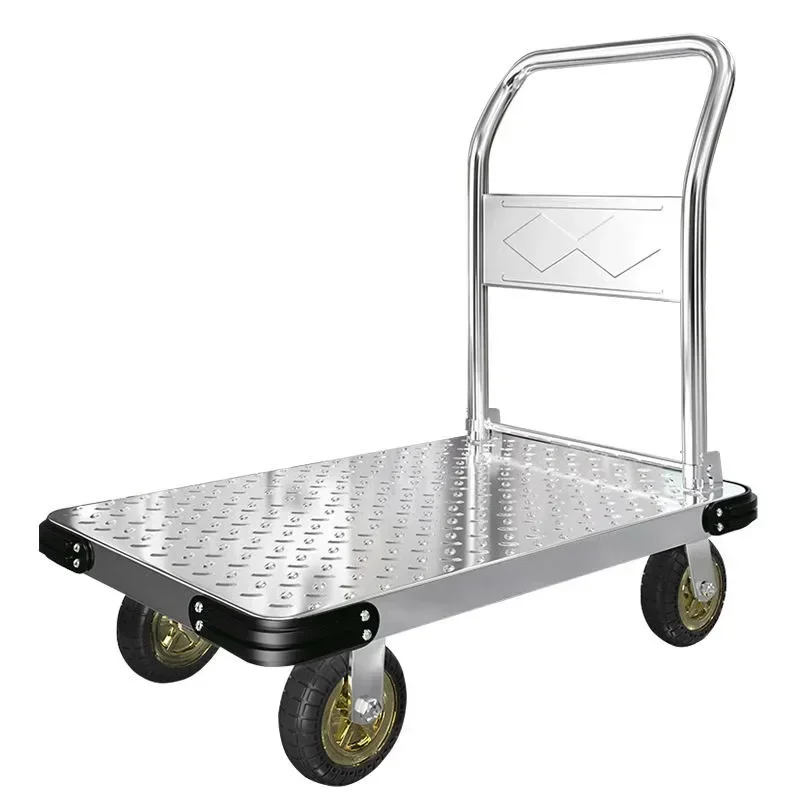 Ruitai large-capacity portable silent mobile platform trolley, space-saving foldable, rotating push handle flat truck,multi-size