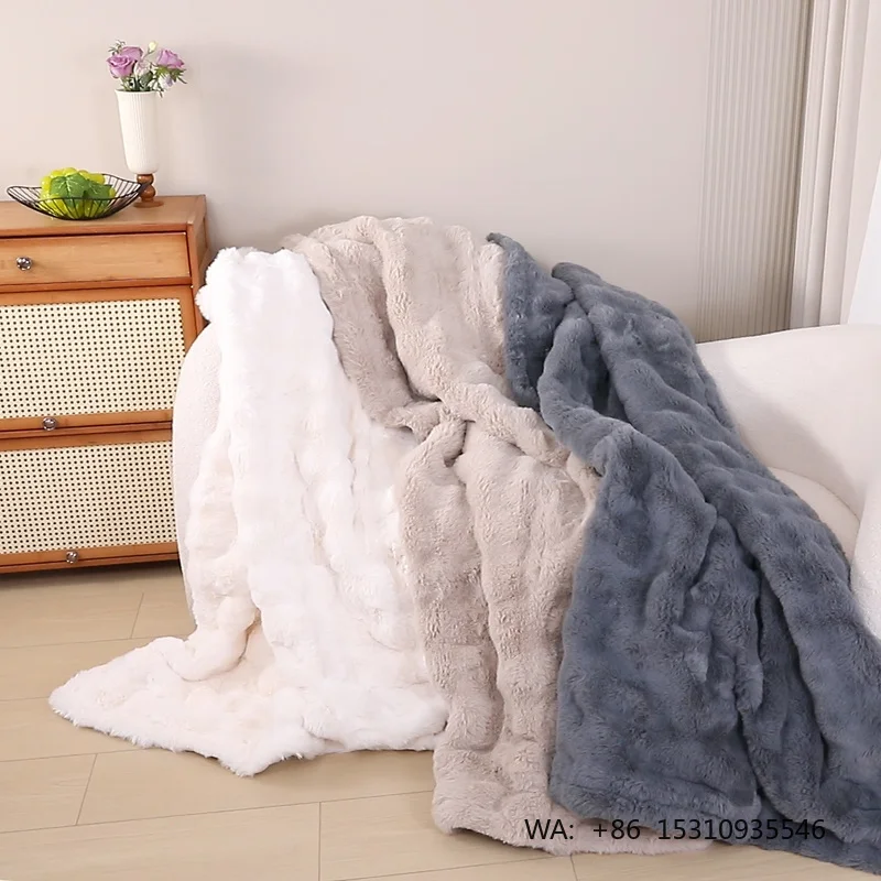 2026 New Design Fluffy Throw Blankets Hot-selling Cheap Price Good Quality Personalized Faux Rabbit Fur Blanket for Winter