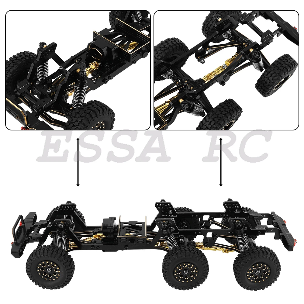 TRX4-M Mosiądz i metalowa rama podwozia samochodu RC 6x6 z przednimi środkowymi tylnymi osiami Skrzynia biegów DIY dla TRX4M 1/18 RC Crawler Części