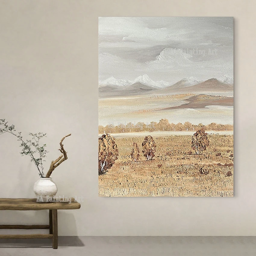 Abstract Desert Landscape Oil Painting, Wall Hangings, Large Size Texture, Hand Painted, Hotel Porch Decoration, Nordic Art