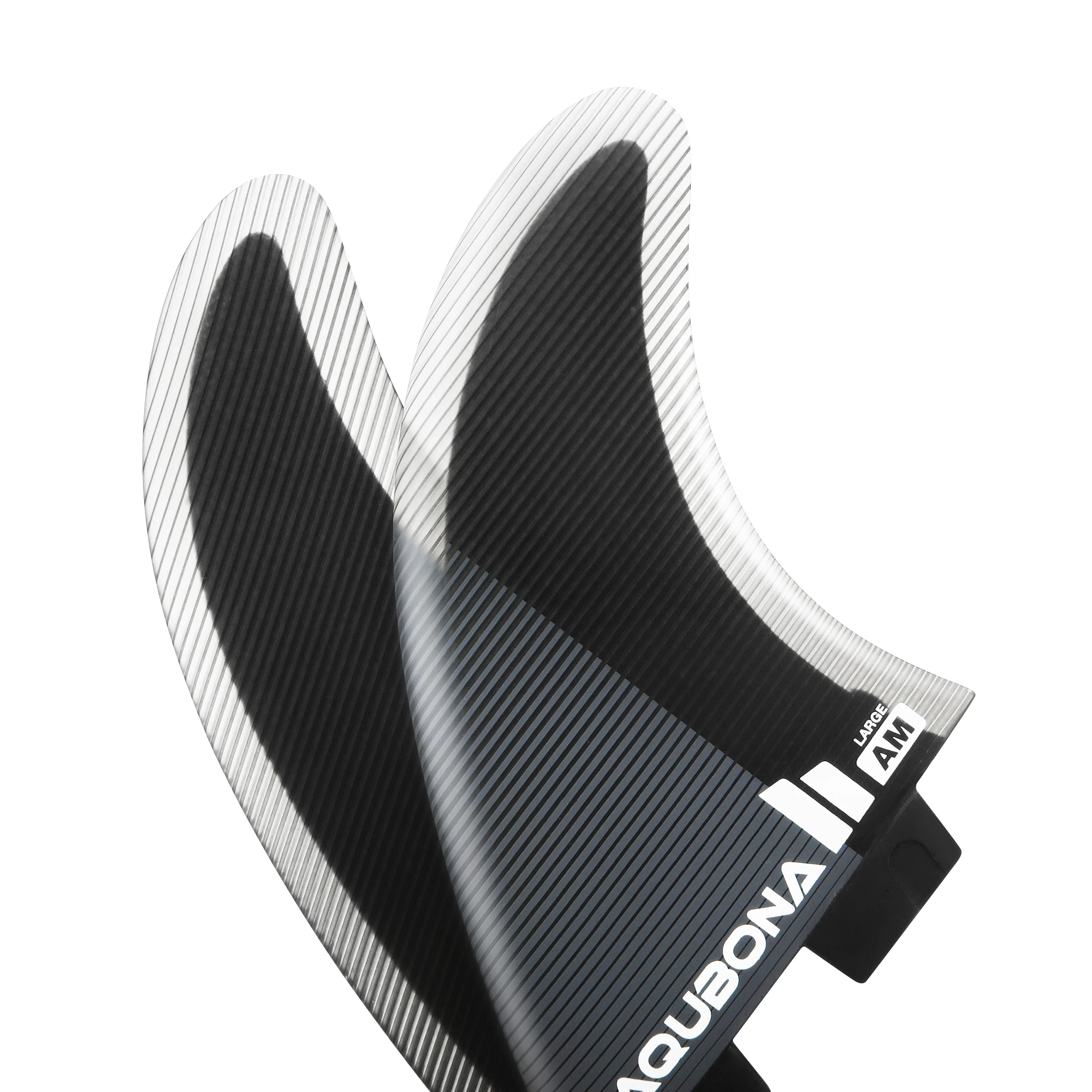 Surfboard Tri Fin Twin Tab M/L Size Fiberglass+Honeycomb Surfboard Fin Thruster Set with Fin Key and Screws Black