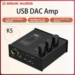 Douk Audio K5 USB DAC Headphone Amplifier ESS9038Q2M Optical Digital to Analog Converter DSD256 with 3.5mm Headphone Jack