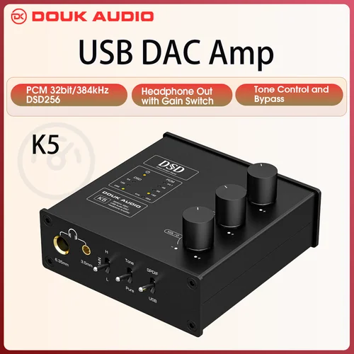 Imagen 1 del producto Douk Audio K5 USB DAC amplificador de auriculares ESS9038Q2M convertidor óptico Digital a analógico DSD256 con conector para auriculares de 3,5mm