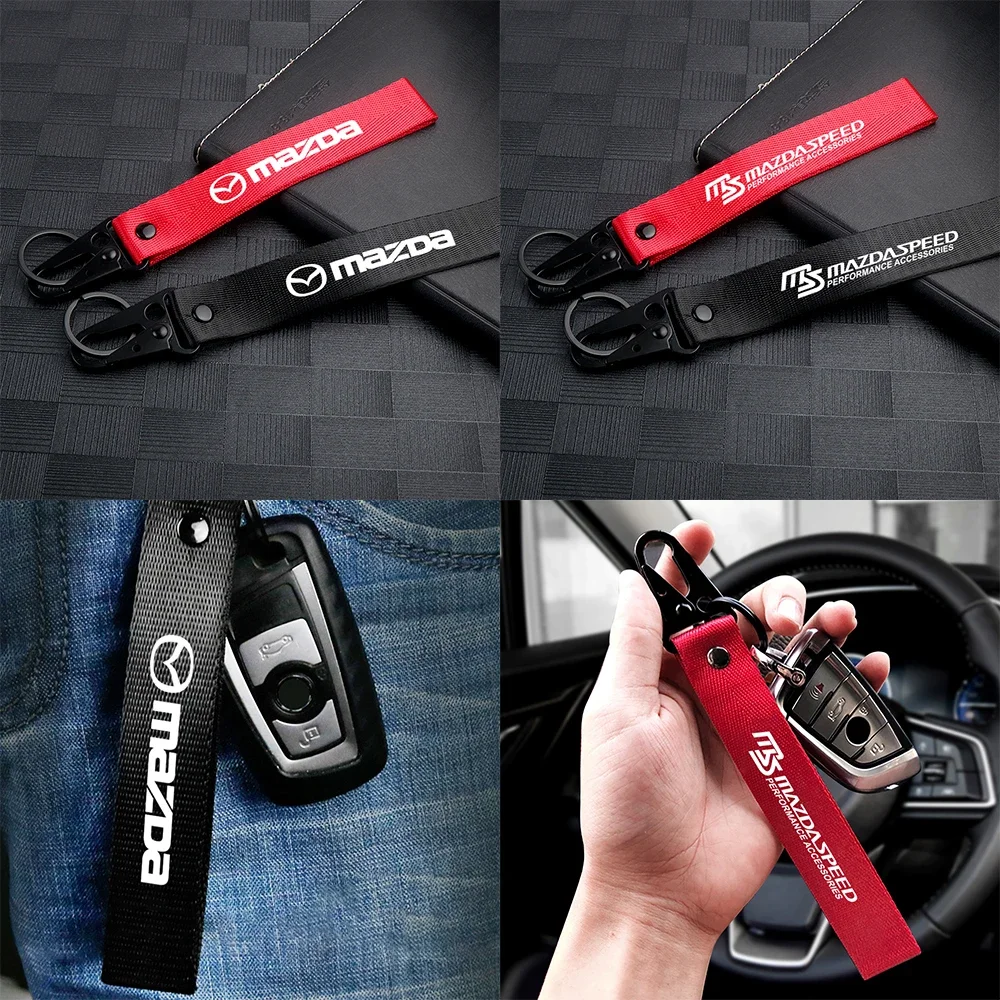 

1PCS Fashion Car Nylon Metal Keychain Keyring for Mazda 3 Mazda 6 CX-5 CX-30 Car Interior Accessories
