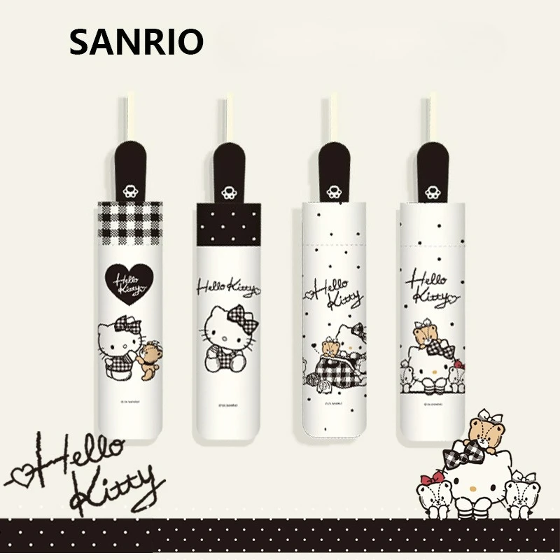 Japanese Sanrio Hello Kitty Automatic Umbrella Girls Kawaii UV Protection Black Coating Sun Parasol New Hot Plus for You