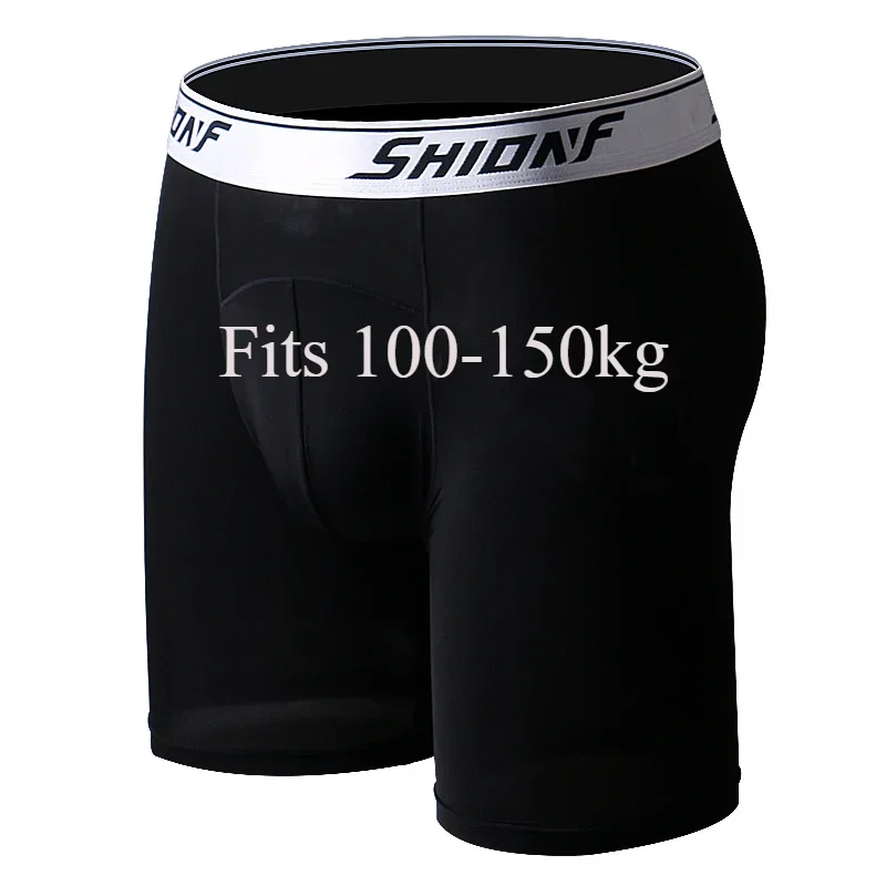 9XL Plus Size Men\'s Athletic Fit Ice Silk Boxer Brief Summer Cool Long Leg Boxer Shorts Breathable Elastic Oversized Underwear