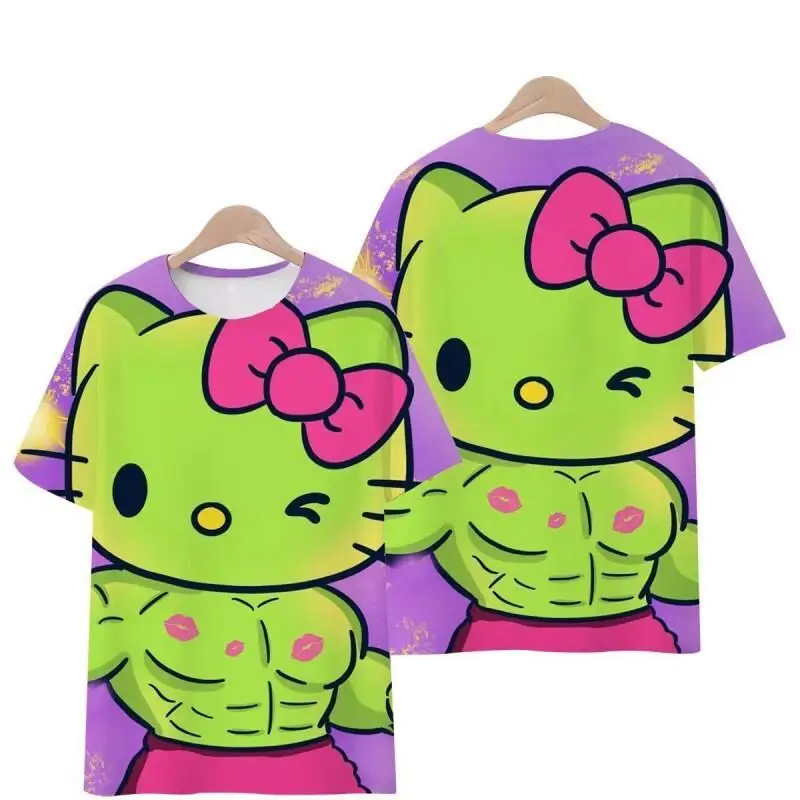 

Женское пальто Sanrio Hello Kitty, футболка из хлопка, унисекс, повседневная модная одежда, новая модная серия, 3D-принт, забавный кот