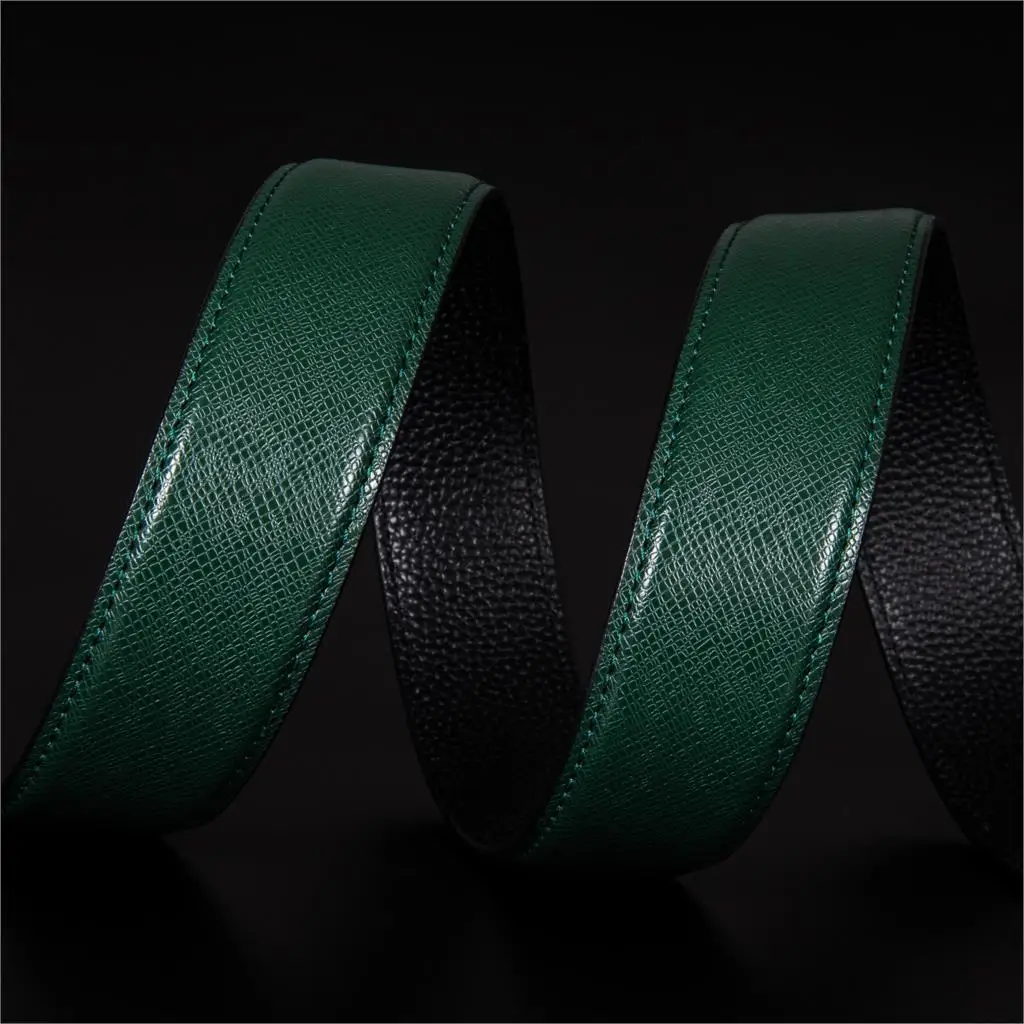High Quality Green Faux Leather Belts For Men Metal Automatic Buckle Men's Belt Luxury Famous Brand Waist Strap DiBanGu