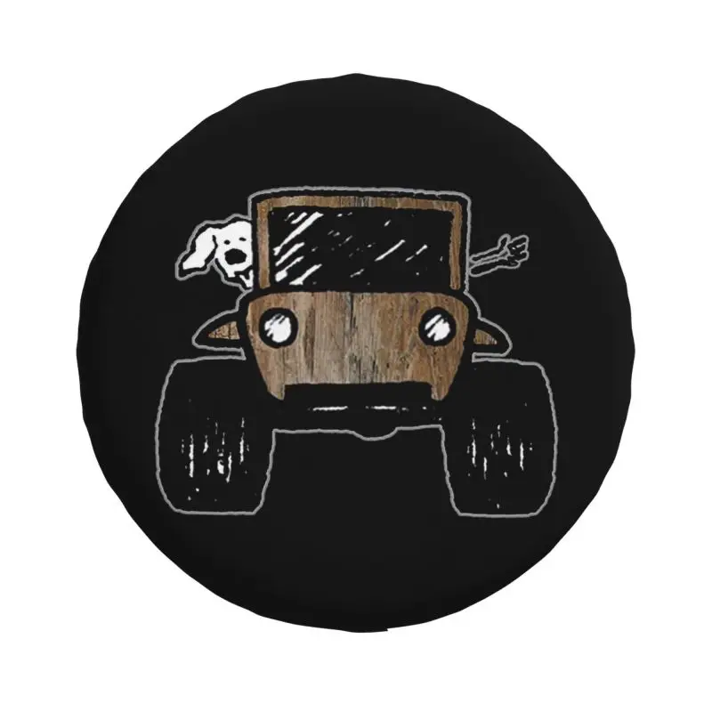 Custom Driving With The Dog Spare Tire Cover for Jeep Honda Adventure Animal SUV RV Trailer Car Wheel Protectors Accessories