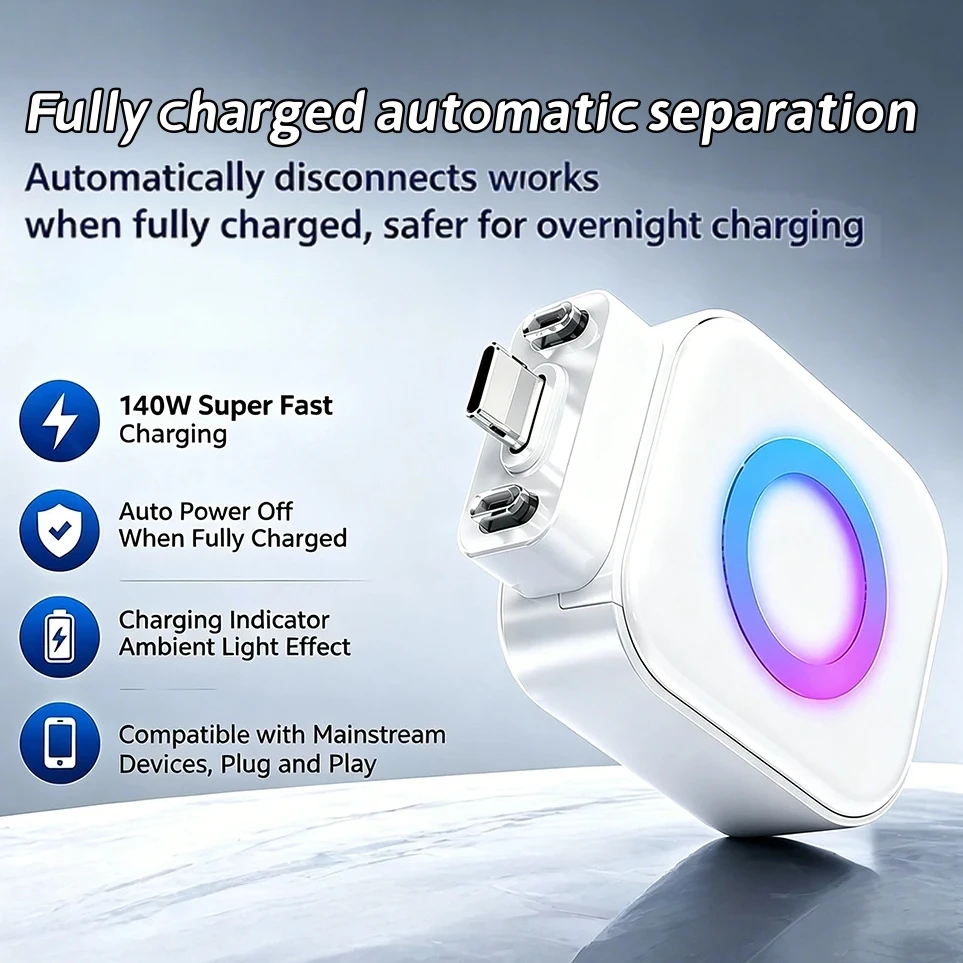 Image of Automatischer Ladeabschalt-Schutz 140W Schnellladegerät Sicherheitsvorrichtung Auto-Stopp Überladeschutz für USB-Ladung