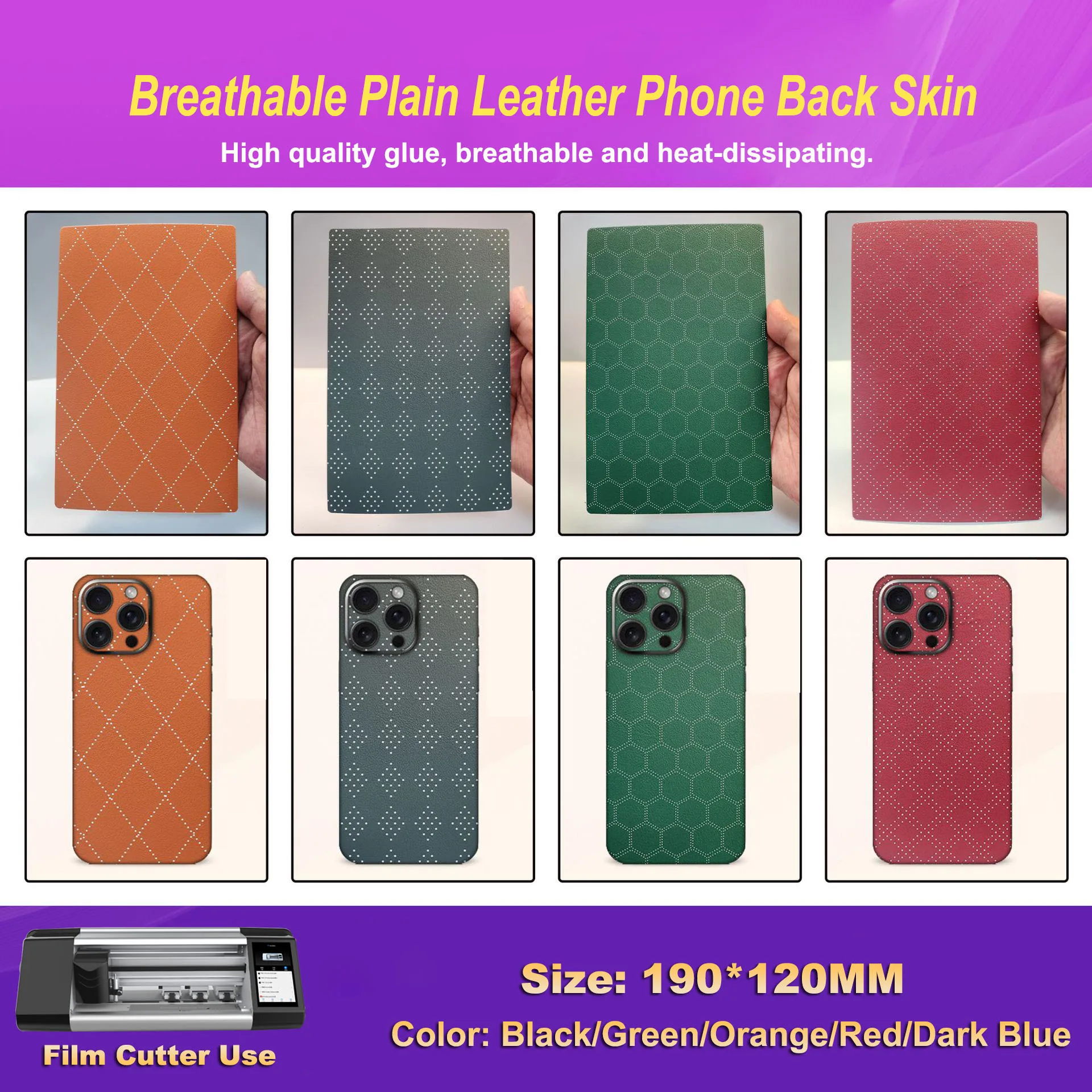 VORMIR Breathable Solid Leather Back Film for Phone Screen Protector Cutting Machine Embossed Real Stickers for Back Glass Cover