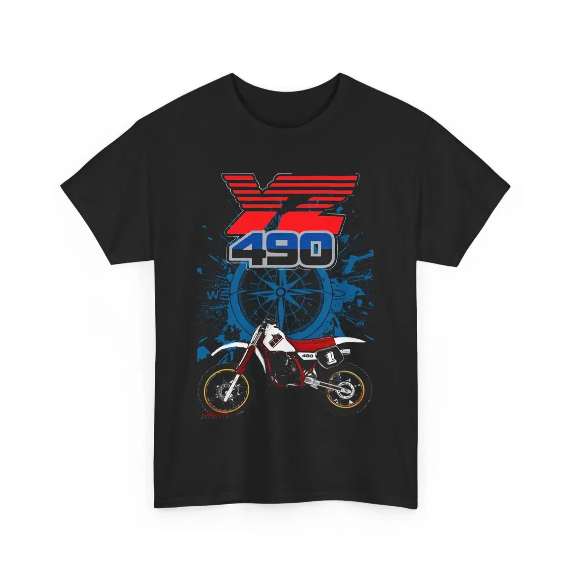

YZ490 T Shirt Vintage Motocross Motorcycle Tee 80s MX Two Stroke Legend Rider Graphic Top For Off Road Fans