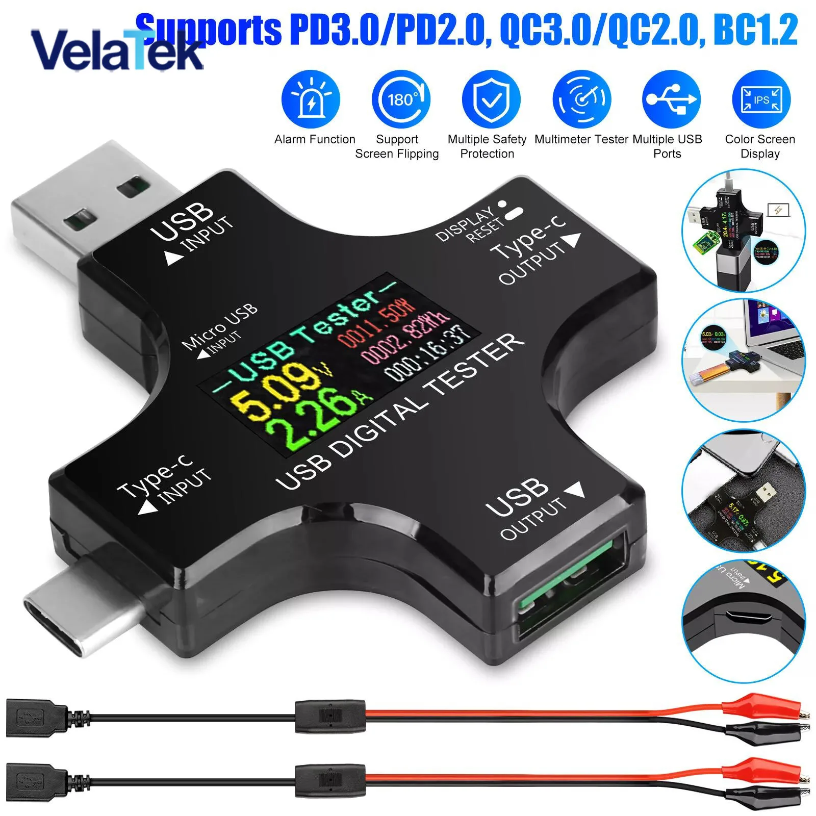USB Power Meter Tester Digital Multimeter Voltage Current Charger Type-C Detector