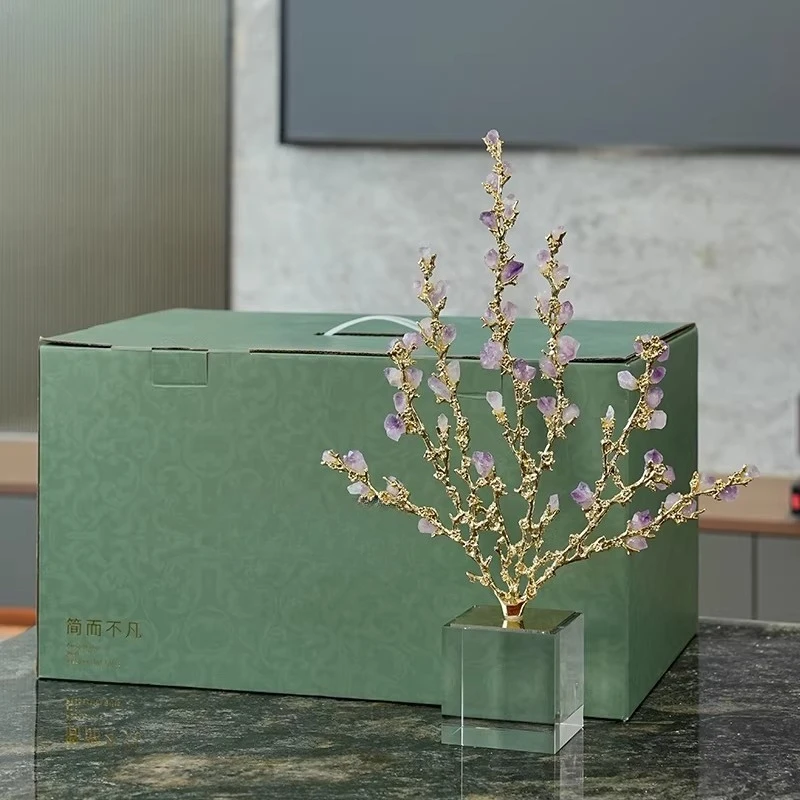 Simple light luxury amethyst stone flower ornament handicraft TV cabinet