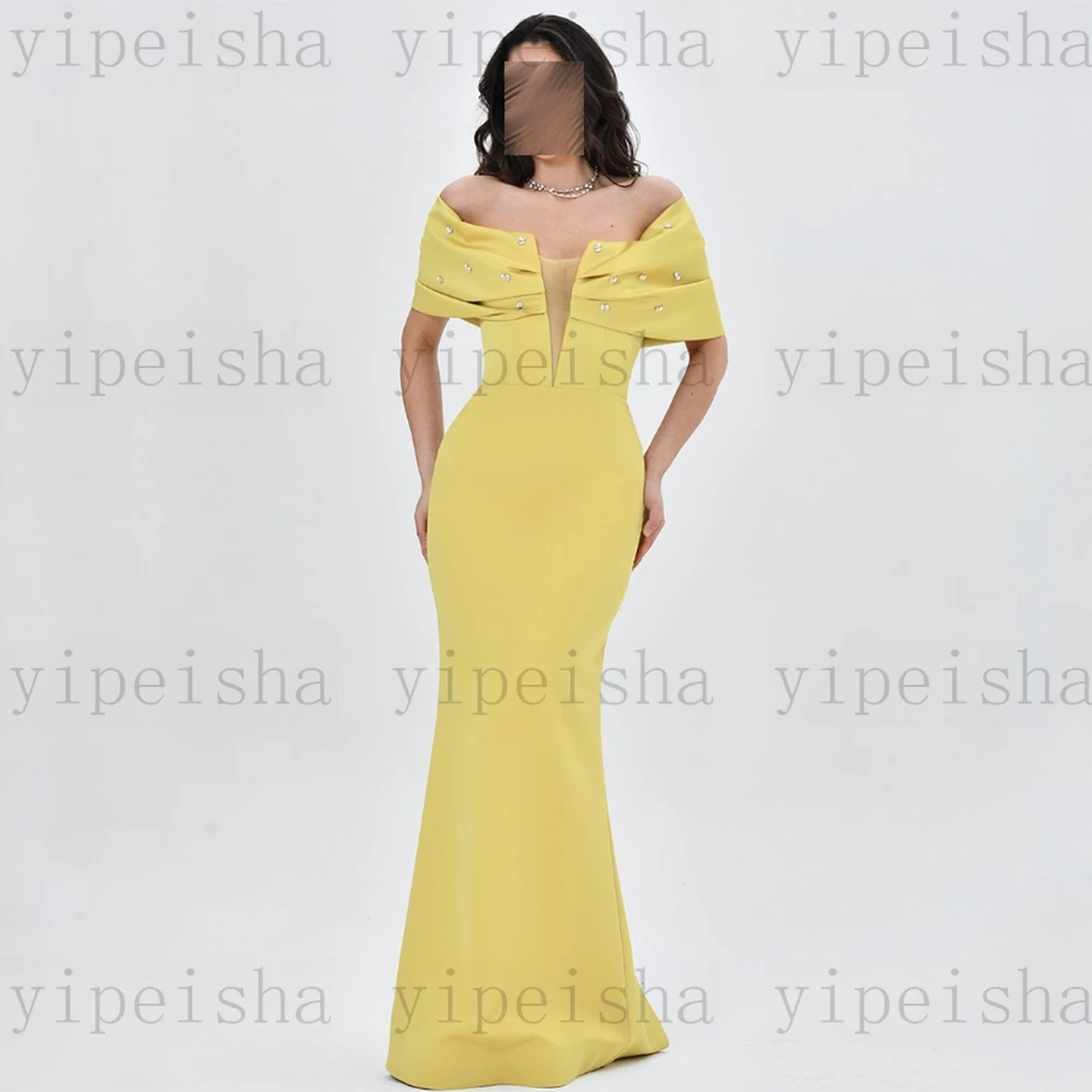 Вечернее платье с глубоким v-образным вырезом по индивидуальному заказу, плиссированное с открытыми плечами, расшитое кристаллами и бисером, платье русалки для выпускного вечера, длинное вечернее платье с открытой спиной