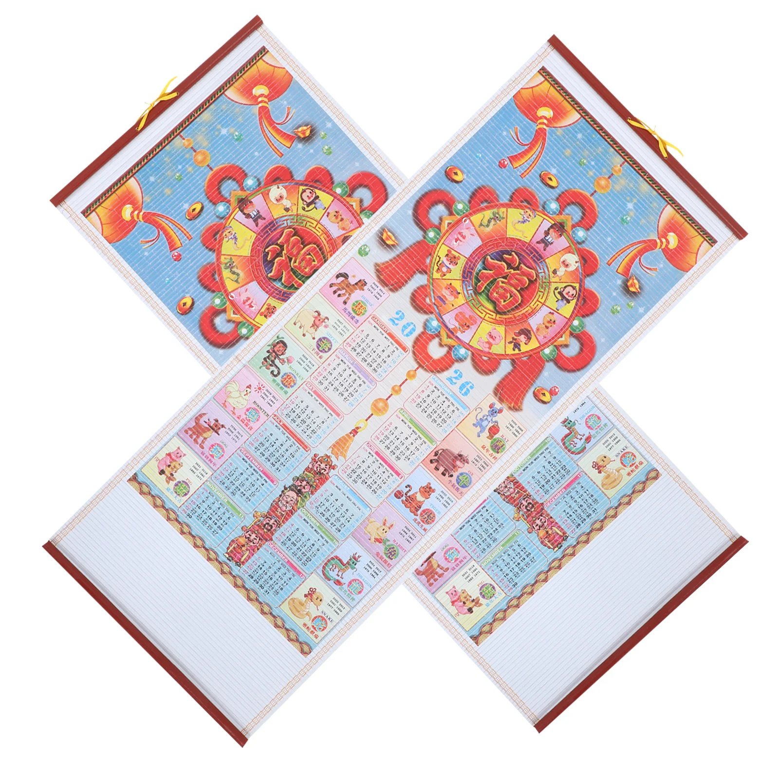 2 pz 2026 Rotolo Cinese Anno Lunare Del Cavallo Imitazione Rattan Appeso Decor Ad Alta Definizione Tradizionale Zodiaco Feng Shui