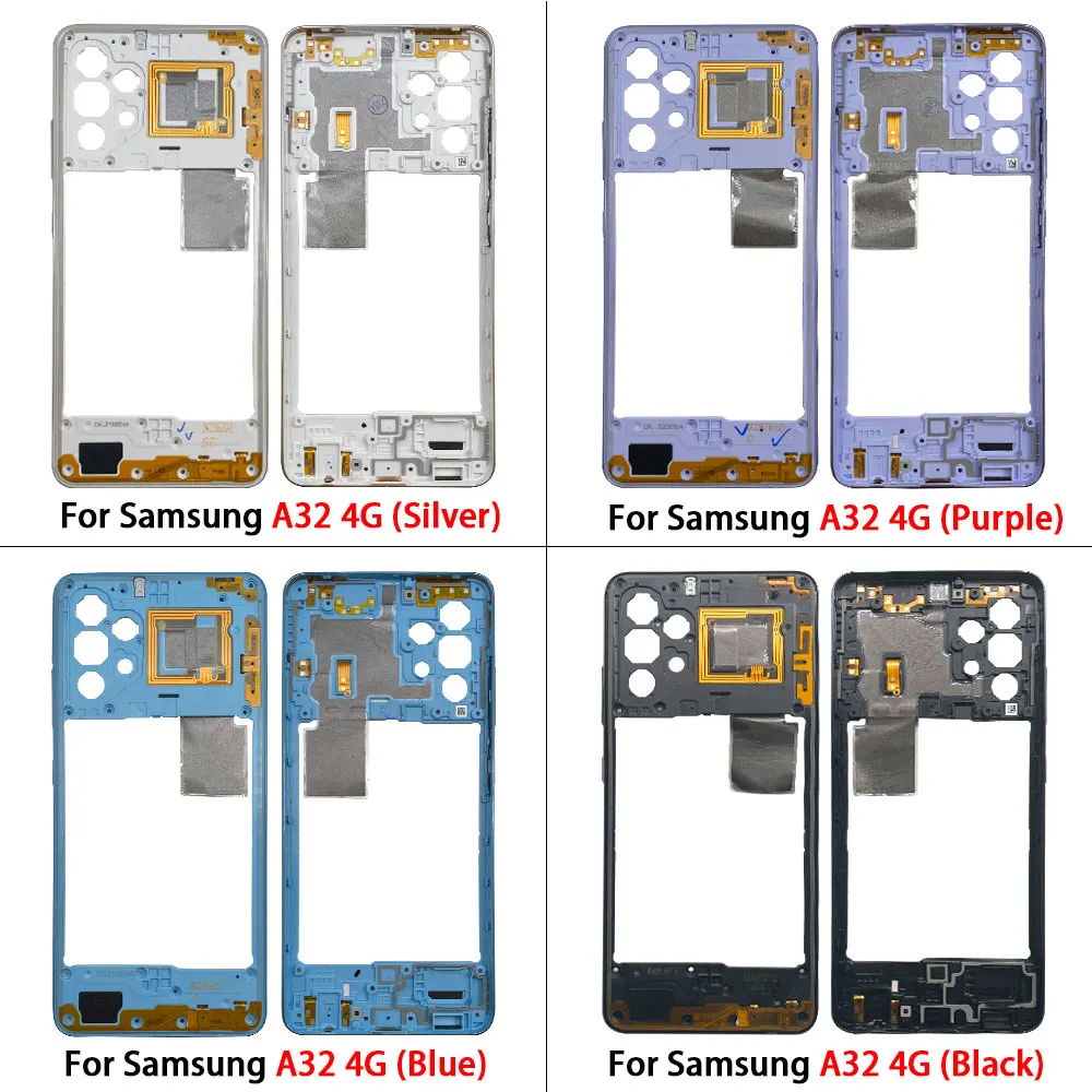 Imagem -02 - Painel do Quadro do Alojamento do Quadro do Meio Case Traseiro Peça de Substituição para Samsung A32 4g A325f A32 5g A326f A326 10 Peças