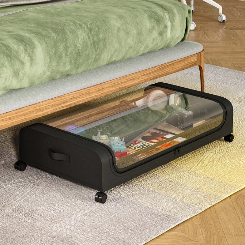 Practical Dirt-proof 1 Set under Bed Storage Organizer with Wheel Reusable Quilt Storage Box Convenient Household Supplies