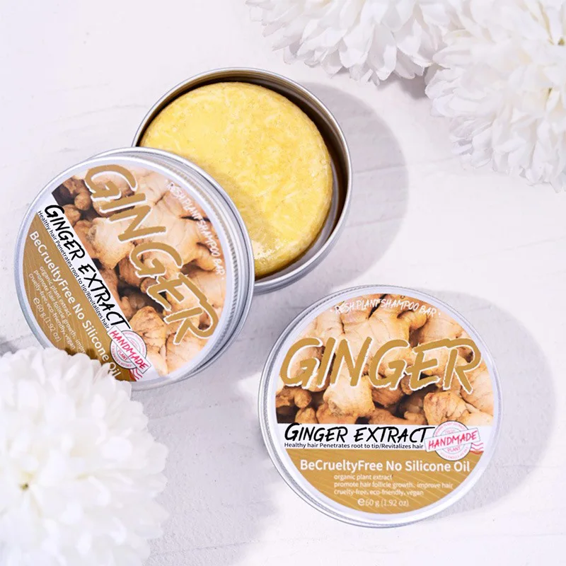 Shampoo soap Ginger solid shampoo bar Clean the scalp remove oil freshen and wash hair ginger extract