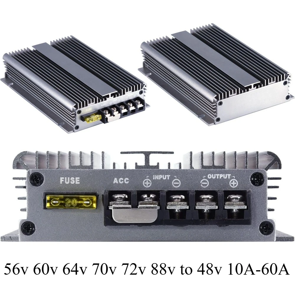 56v 60v 64v 70v 72v 88v to 48v 10A-60A DC DC Step Down Power Converter Buck Converter Reducer With ACC CE RoHS