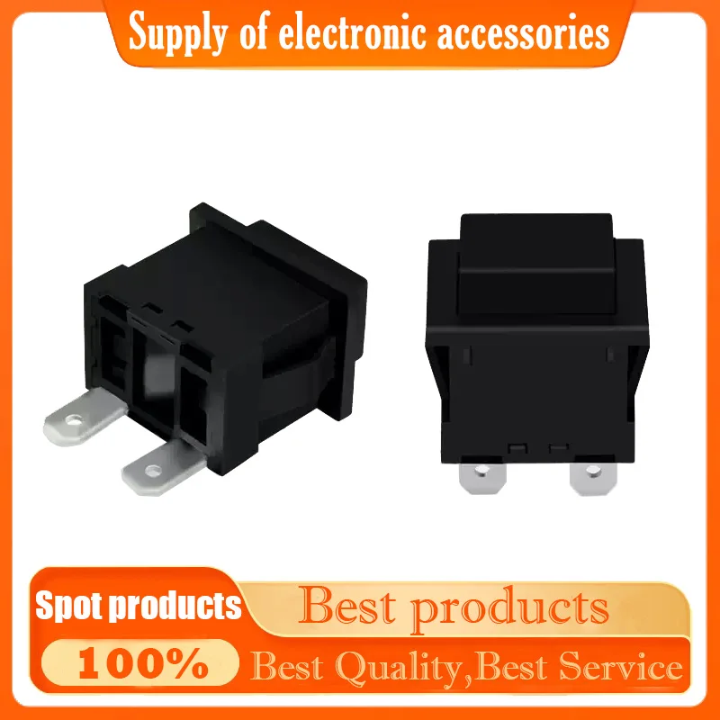 PBS2-5 Locking Type, Black, 2-pin, Square Button Switch, Power Button Switch. Capacity: 12A (10), Voltage: 250V, T125