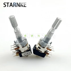 2PCS 12 Type Dual With Switch B50K Computer Speaker Volume Potentiometer 8-Pin Flower Shaft Length 30mm