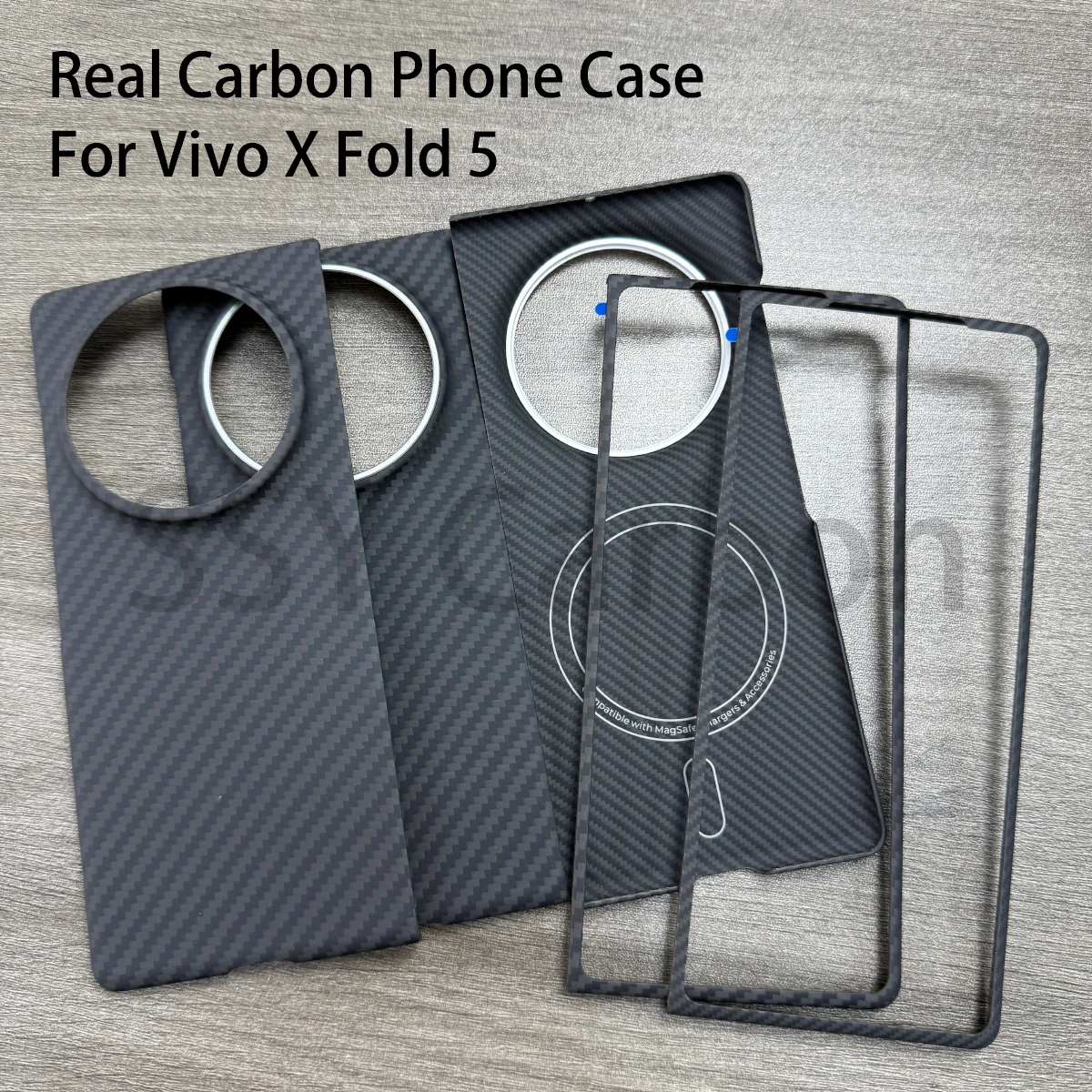 

Genuine Carbon Fiber Case for Vivo X Fold 5 Aramid MagSafe Magnetic Ultra-thin Untra-light Phone Protect Cover For X Fold5