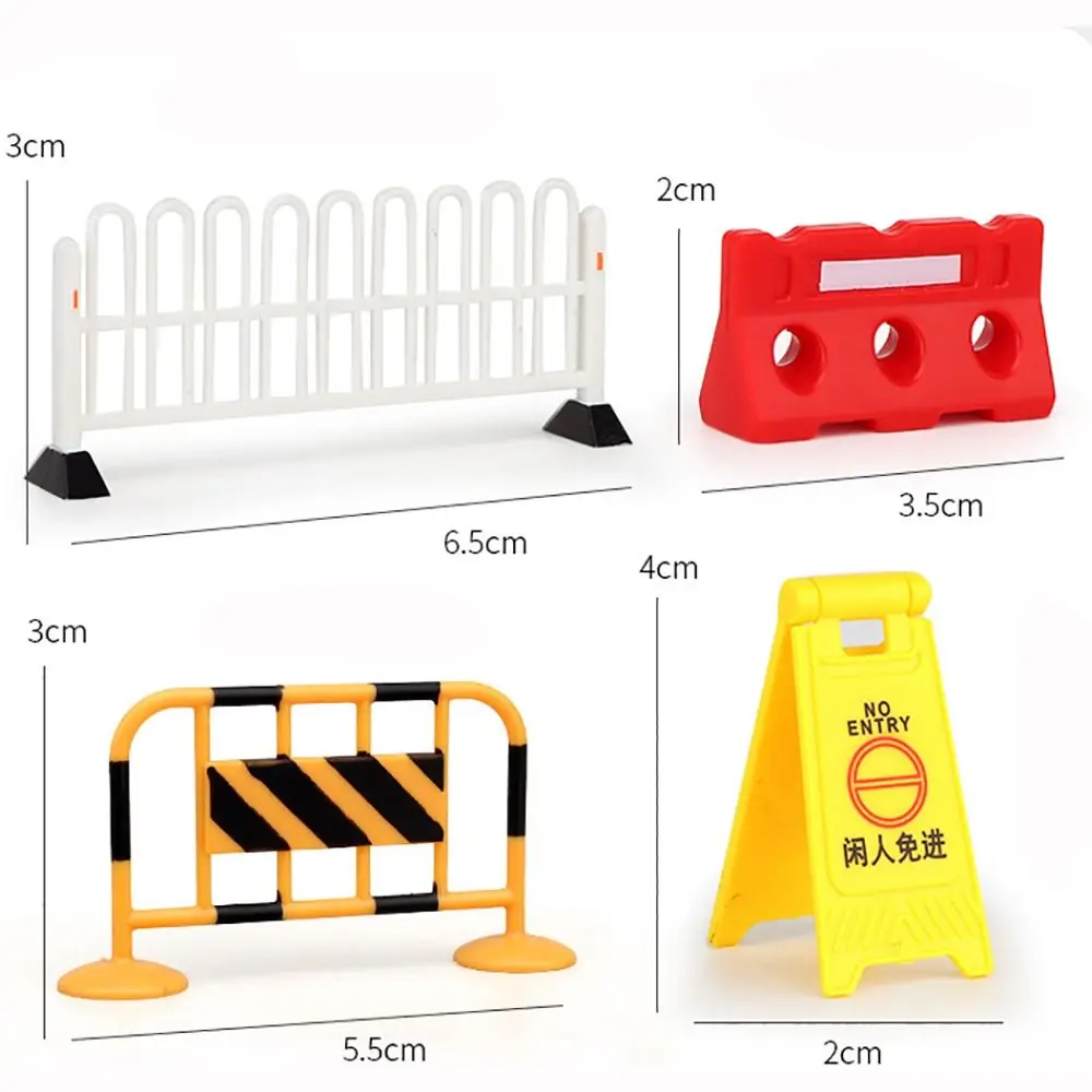 Cognition Plastic 24/40/62PCS Mini Traffic Cones Street Scene Model Road Signs Block Fences Parking Crossbar Early Teaching Kids