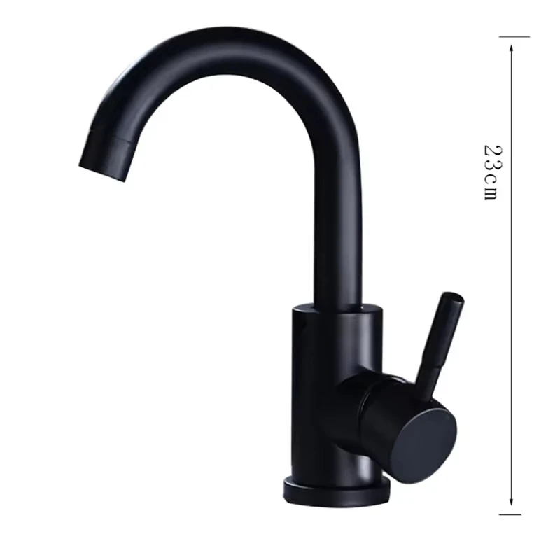 Black Nickel Bathroom Basin Faucet 304 Stainless Steel Hot Cold Wash Mixer Crane Tap 360 Rotation Sink Faucets Single Handle image 5