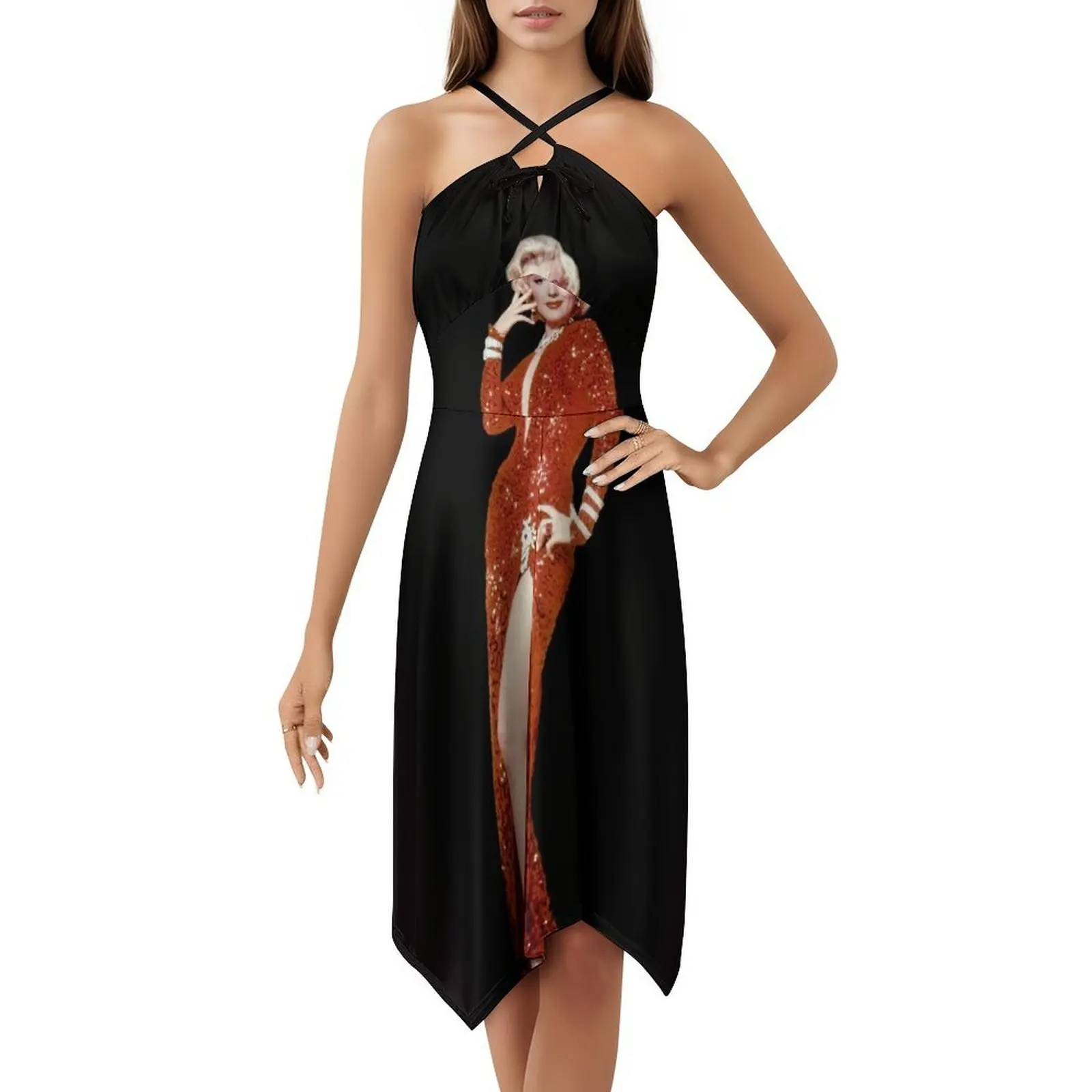 مارلين مونرو: فستان كلاسيكي بطباعة إعلانية على شكل قلب فستان أنيق للحفلات الصيفية للنساء مارلين مارلين #5