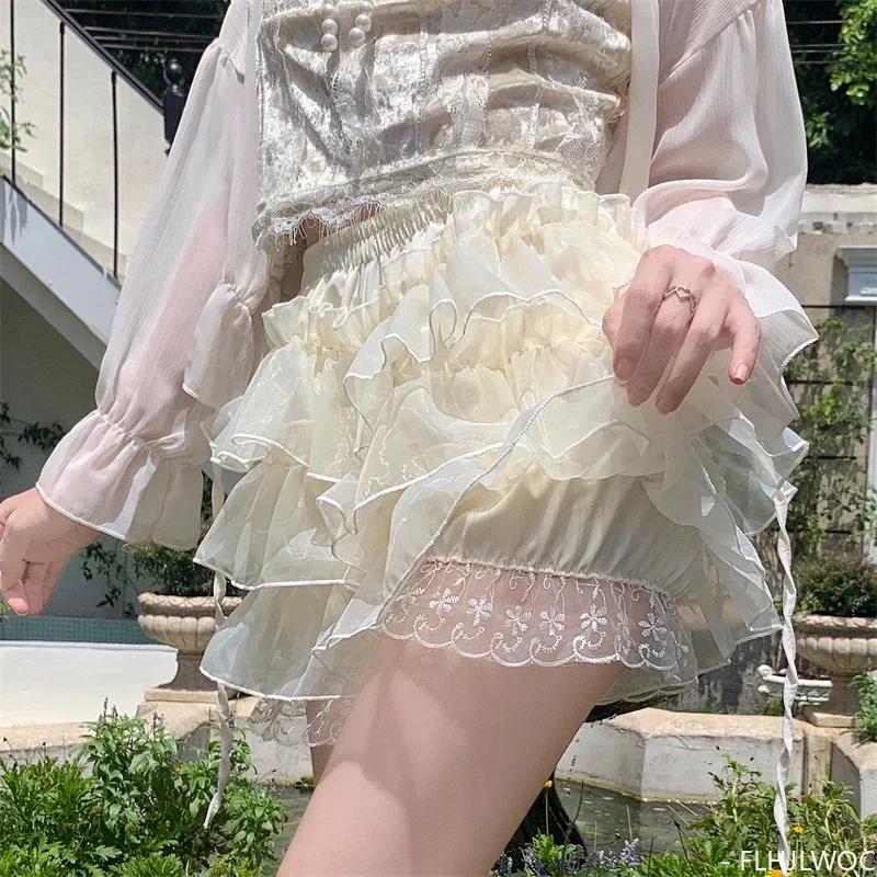 Bloomers lolita estilo meninas aniversários bonito doce japão sexy pura malha renda data princesa renda abóbora lanterna puff shorts