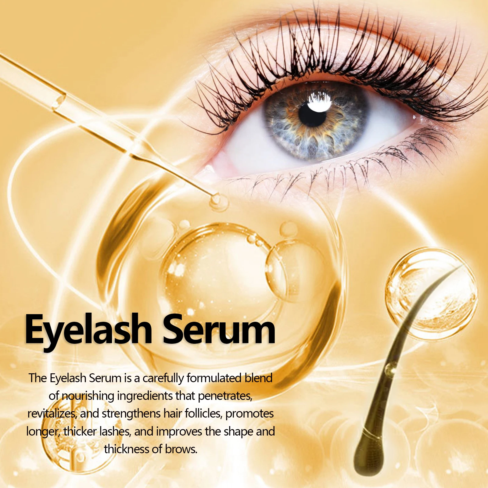 EELHOE Wimpernverstärkendes Serum, natürliche Inhaltsstoffe, nährende, verlängernde Wimpern, Augenbrauen, natürliches Curling, volleres, dickeres Make-up