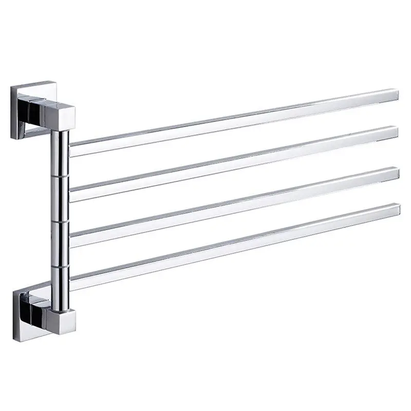 

Mar.Kitchen Wall Mounted Bracket 4 Bar Swivel Bathroom Towel Rack Aluminum Towel Hanger Organizer Space-Saving Design